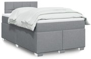 Cama boxspring com colchão 120x190 cm tecido cinzento-claro