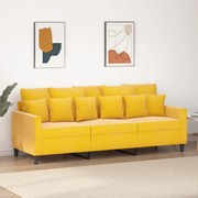 Sofá de 3 lugares 180 cm veludo amarelo