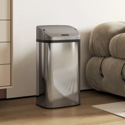 Balde de Lixo Automático para Cozinha 48 L Sensor Infravermelho Fechamento Automático Antimarcas Aço Inoxidável 33x25x69 cm Prata