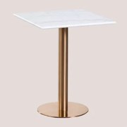 Mesa De Bar Quadrada Em Mármore Cosmopolitan Branco & ↔︎ 60 Cm & Oro Rosa - Sklum