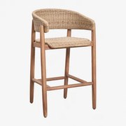Taburete Alto De Jardim Em Madeira De Acácia E Rattan Sintético Ribeira ↑75 Cm & Castanho Acácia - Sklum