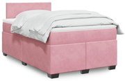 Cama boxspring com colchão 120x200 cm veludo rosa