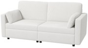 Sofá de 3 Lugares Sofá Sala de Estar Estofado em Poliéster com 2 Almofadas Acolchoadas 178x82x85 cm Creme