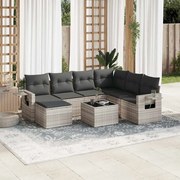 vidaXL 8 pcs conj. sofás jardim c/ almofadões vime PE cinzento-claro