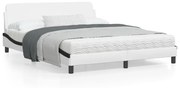 vidaXL Estrutura cama c/ cabeceira 160x200 couro artif. branco/preto