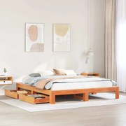 vidaXL Cama sem colchão 200x200 cm pinho maciço castanho-mel