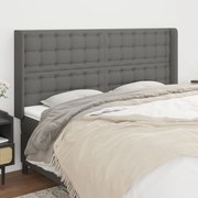 vidaXL Cabeceira cama c/ abas tecido 163x16x118/128 cm cinzento-escuro