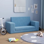 vidaXL Sofá-cama infantil de 2 lugares pelúcia macia azul