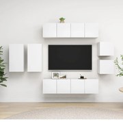 vidaXL 8 pcs conjunto de móveis de TV derivados de madeira branco