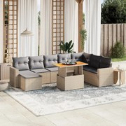 vidaXL 9 pcs conjunto de sofás p/ jardim com almofadões vime PE bege