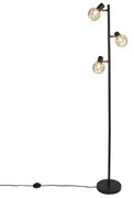 Candeeiro de pé design preto com dourado 3 luzes ajustáveis - Mesh Moderno,Design