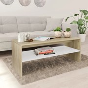 vidaXL Mesa centro 100x40x40 cm contraplacado branco e carvalho sonoma