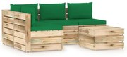 5 pcs conj. lounge jardim c/ almofadões madeira impreg. verde