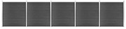 Conjunto de painel de vedação WPC 872x186 cm preto
