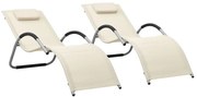 vidaXL Espreguiçadeiras 2 pcs textilene cor creme e cinzento