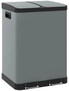 HOMCOM Balde Do Lixo Duplo 2x30L Resistente a Impressões Digitais Pedal Baldes Internos Removíveis Cinza | Aosom Portugal