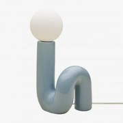 Candeeiro De Mesa Em Cerâmica Com Esfera Em Vidro Vireto Azul Celeste & B - Sklum