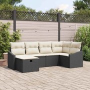 vidaXL Conjunto de Sofás de Jardim 6 Peças com Almofadas Pretas em Rattan Sintético