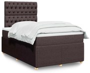 vidaXL Cama com molas/colchão 120x200 cm tecido castanho-escuro