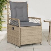 vidaXL Cadeiras jardim reclináveis 2 pcs vime PE bege