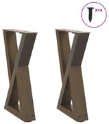 vidaXL Pés para mesa de centro 2 peças aço natural 38x(42-43,3) cm aço