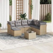 vidaXL 8 pcs conjunto de sofás p/ jardim com almofadões vime PE bege