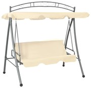vidaXL Baloiço de jardim convertível com toldo branco areia