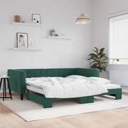 vidaXL Sofá-cama com gavetão 100x200 cm veludo verde-escuro