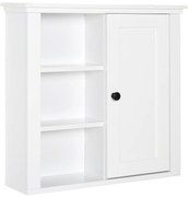 HOMCOM Armário de Banheiro 3 Níveis Abertos 1 Porta Espaço de Armazenamento 53x14,5x50,5 cm Design Elegante Branco | Aosom Portugal