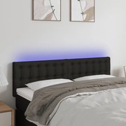 Cabeceira de cama c/ luzes LED tecido 144x5x78/88 cm preto