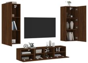vidaXL 5pcs móveis de parede p/ TV derivados madeira carvalho castanho