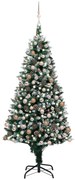 vidaXL Árvore Natal artificial pré-iluminada c/ bolas e pinhas 210 cm