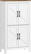 HOMCOM Armário Estreito para Casa de Banho com Portas Estilo Celeiro, 4 Prateleiras Ajustáveis, 60x30x110 cm, Branco | Aosom Portugal