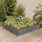 vidaXL Canteiro elevado c/ forro 120x120x25 cm abeto maciço cinzento