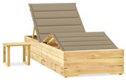 vidaXL Espreguiçadeira de jardim com mesa e almofadão pinho impregnado
