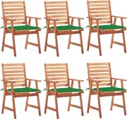 vidaXL Cadeiras de jantar p/ jardim 6 pcs c/ almofadões acácia maciça