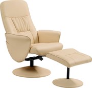 HOMCOM Poltrona Reclinável com Reposapés Poltrona Relax Giro 360° e Encosto Reclinável 76x81x101 cm Bege | Aosom Portugal