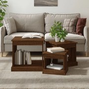 vidaXL Mesas de centro 3 pcs derivados de madeira carvalho castanho