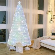 Árvore de Natal artificial de fibra ótica com 210 cm, pré-iluminada com 270 pontas de ramos, estrela no topo e 48 luzes branca