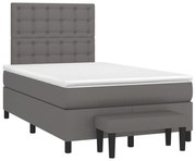 vidaXL Cama boxspring com colchão 120x190 cm couro artificial cinzento