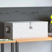 vidaXL Caixa de arrumação 70x31x27 cm alumínio prateado