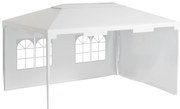 Outsunny Tenda de Jardim 395x295x255 cm  Tenda de Exterior com 2 Paredes Laterais 2 Janelas Anti-UV para Pátio Varanda Branco