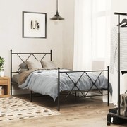 vidaXL Estrutura de cama com cabeceira e pés 90x190 cm metal preto