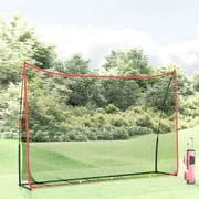 vidaXL Rede p/ treino de golfe 305x91x213cm poliéster preto e vermelho