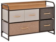 Cómoda com 5 Gavetas de Tecido Amovíveis e Dobráveis Base Elevada Armá