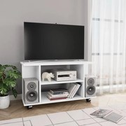 vidaXL Móvel de TV com rodas 80x40x45 cm deriv.madeira branco