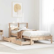 vidaXL Cama com estante sem colchão 75x190 cm pinho maciço