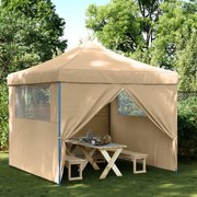 vidaXL Tenda para festas pop-up dobrável com 4 paredes laterais bege