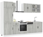 vidaXL 8 peças armário de cozinha conjunto Kalmar cinza sonoma
