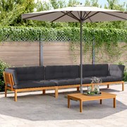 vidaXL 4 pcs móveis de paletes p/ jardim c/ almofadões acácia maciça